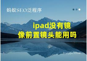 ipad没有镜像前置镜头能用吗