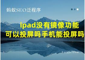 ipad没有镜像功能可以投屏吗手机能投屏吗