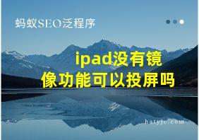 ipad没有镜像功能可以投屏吗