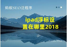 ipad浮标设置在哪里2018