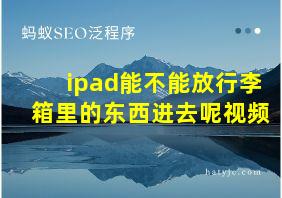 ipad能不能放行李箱里的东西进去呢视频