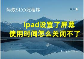 ipad设置了屏幕使用时间怎么关闭不了