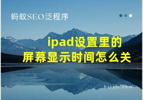 ipad设置里的屏幕显示时间怎么关