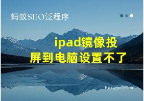 ipad镜像投屏到电脑设置不了