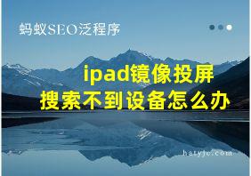 ipad镜像投屏搜索不到设备怎么办