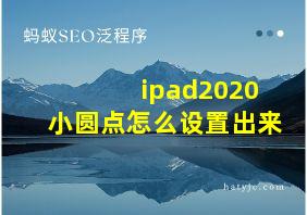 ipad2020小圆点怎么设置出来