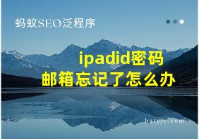 ipadid密码邮箱忘记了怎么办