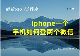 iphone一个手机如何登两个微信