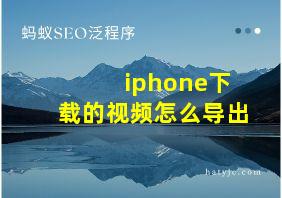 iphone下载的视频怎么导出