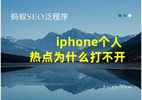 iphone个人热点为什么打不开