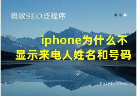 iphone为什么不显示来电人姓名和号码