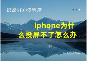 iphone为什么投屏不了怎么办