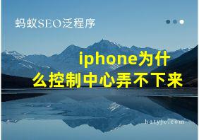 iphone为什么控制中心弄不下来