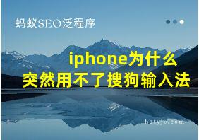 iphone为什么突然用不了搜狗输入法