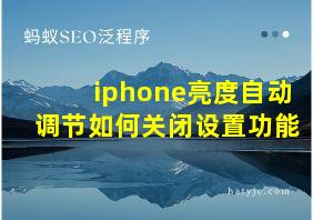 iphone亮度自动调节如何关闭设置功能