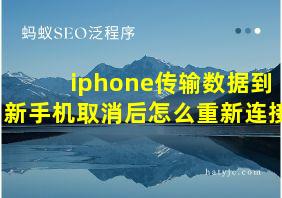 iphone传输数据到新手机取消后怎么重新连接