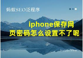 iphone保存网页密码怎么设置不了呢