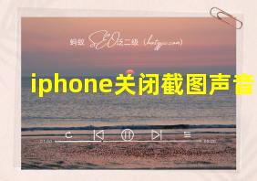 iphone关闭截图声音