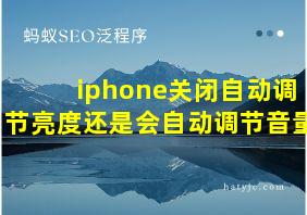 iphone关闭自动调节亮度还是会自动调节音量