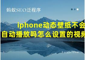 iphone动态壁纸不会自动播放吗怎么设置的视频