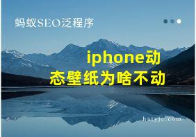 iphone动态壁纸为啥不动