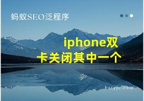 iphone双卡关闭其中一个