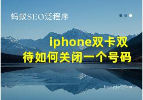 iphone双卡双待如何关闭一个号码