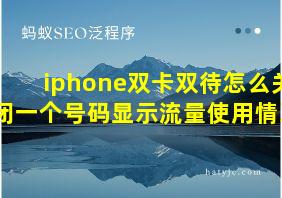 iphone双卡双待怎么关闭一个号码显示流量使用情况