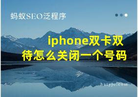 iphone双卡双待怎么关闭一个号码