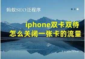 iphone双卡双待怎么关闭一张卡的流量