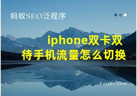 iphone双卡双待手机流量怎么切换