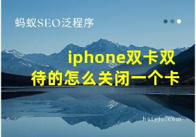 iphone双卡双待的怎么关闭一个卡