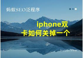 iphone双卡如何关掉一个