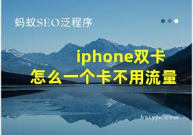 iphone双卡怎么一个卡不用流量