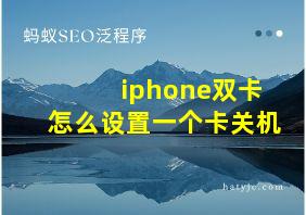 iphone双卡怎么设置一个卡关机