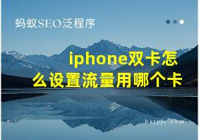 iphone双卡怎么设置流量用哪个卡