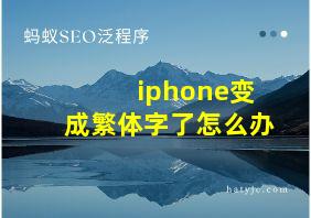 iphone变成繁体字了怎么办