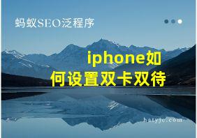 iphone如何设置双卡双待