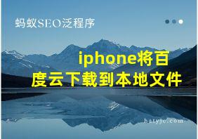 iphone将百度云下载到本地文件