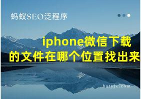 iphone微信下载的文件在哪个位置找出来