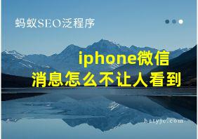 iphone微信消息怎么不让人看到