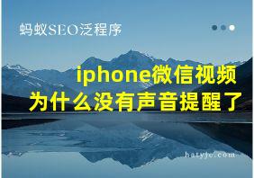 iphone微信视频为什么没有声音提醒了