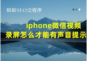 iphone微信视频录屏怎么才能有声音提示