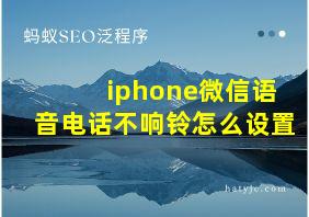 iphone微信语音电话不响铃怎么设置