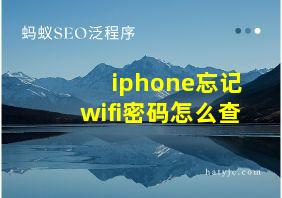 iphone忘记wifi密码怎么查