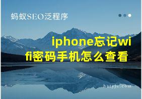 iphone忘记wifi密码手机怎么查看