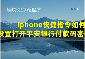 iphone快捷指令如何设置打开平安银行付款码密码