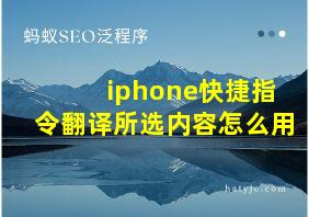 iphone快捷指令翻译所选内容怎么用