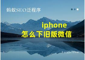 iphone怎么下旧版微信