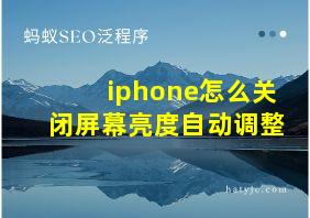 iphone怎么关闭屏幕亮度自动调整